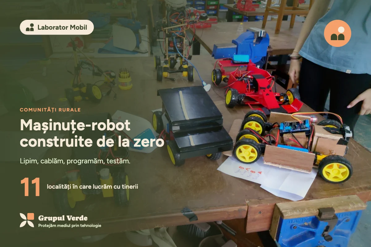 Mașinuțe-robot construite de la zero. Laborator Mobil, Comunități rurale · Asociația Grupul Verde.