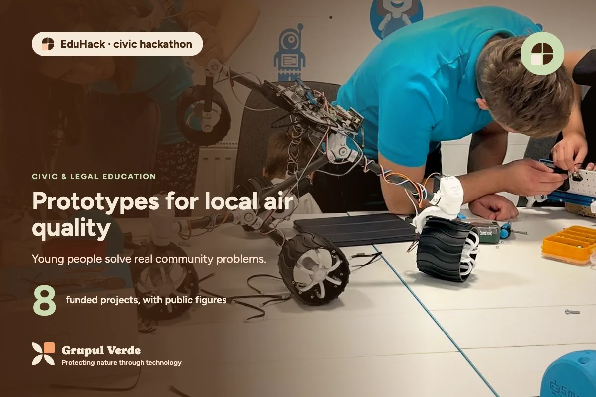 Prototypes for local air quality. EduHack · civic hackathon, Civic and legal education · Asociația Grupul Verde.