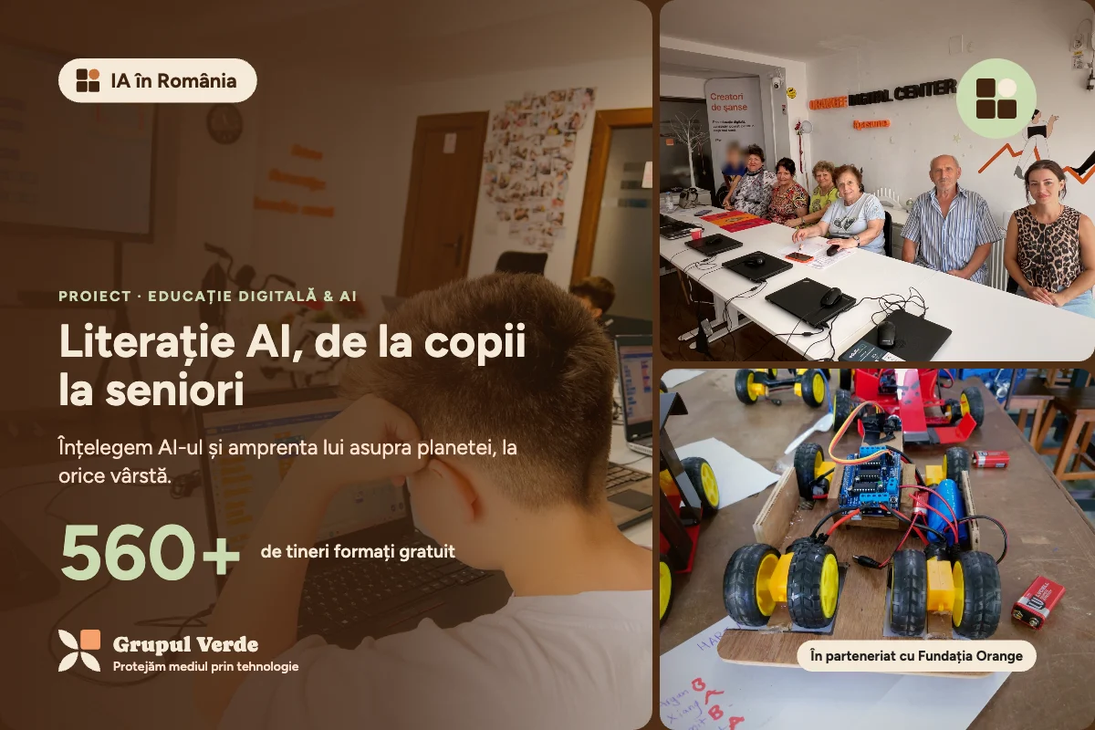 Literație AI, de la copii la seniori. IA în România, Educație digitală & AI · Asociația Grupul Verde.