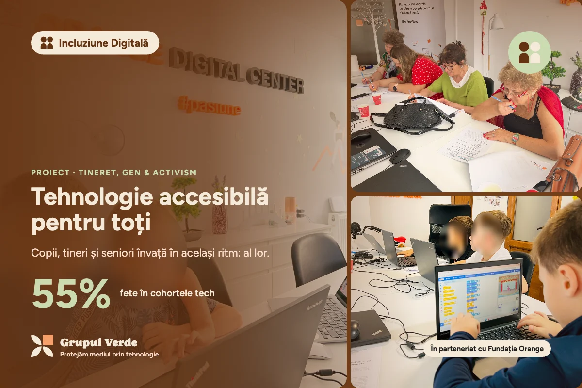 Tehnologie accesibilă pentru toți. Incluziune Digitală, Tineret, gen & activism · Asociația Grupul Verde.
