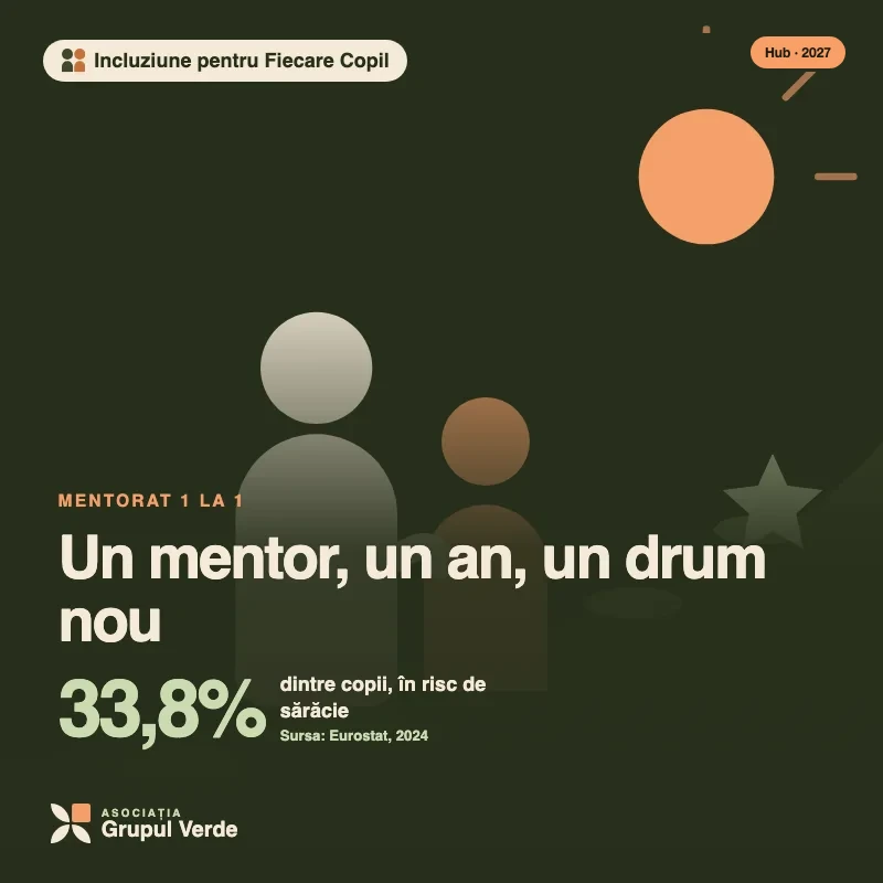 Ilustrație: Un mentor, un an, un drum nou — Incluziune pentru Fiecare Copil, Hubul de Inovație Verde
