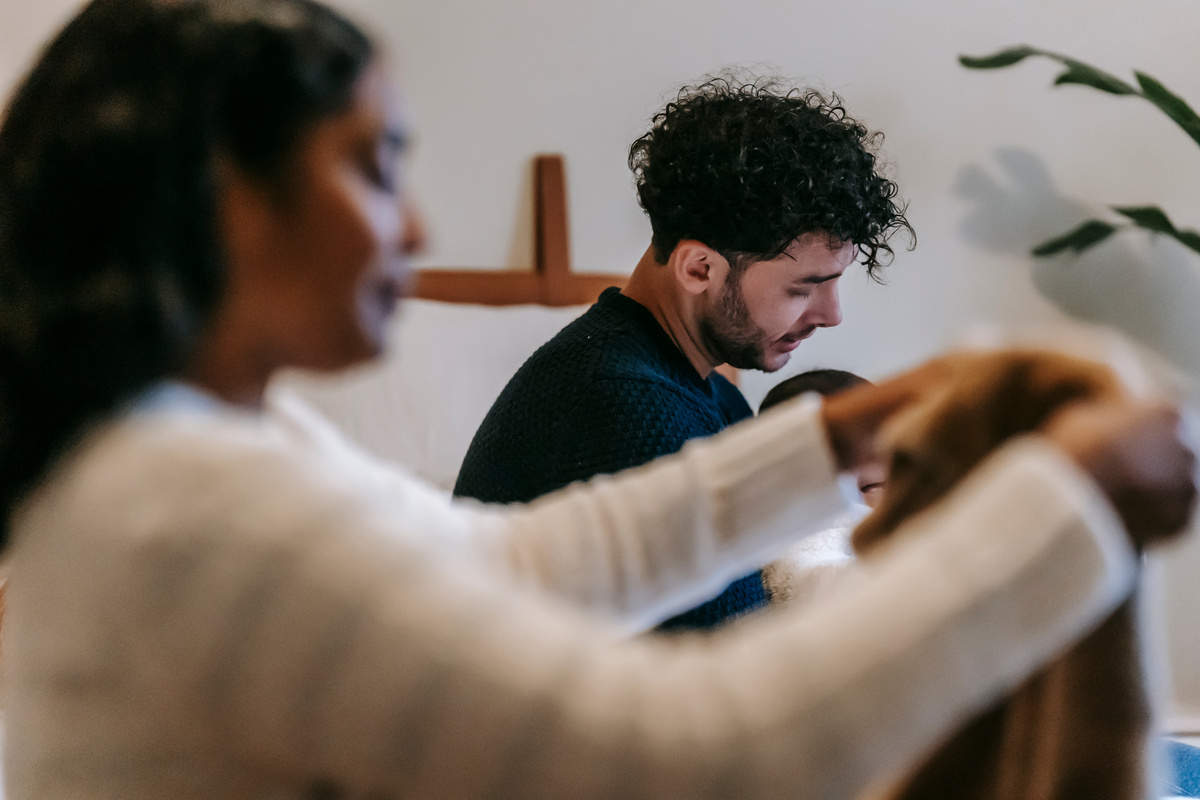 two people working